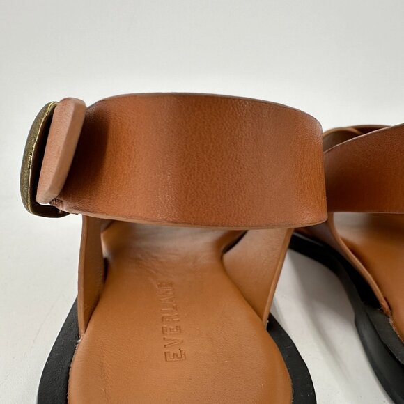 Everlane The City Crossover Sandals sz 5 Desert Tan Leather Ankle Strap Buckle - Picture 5 of 11